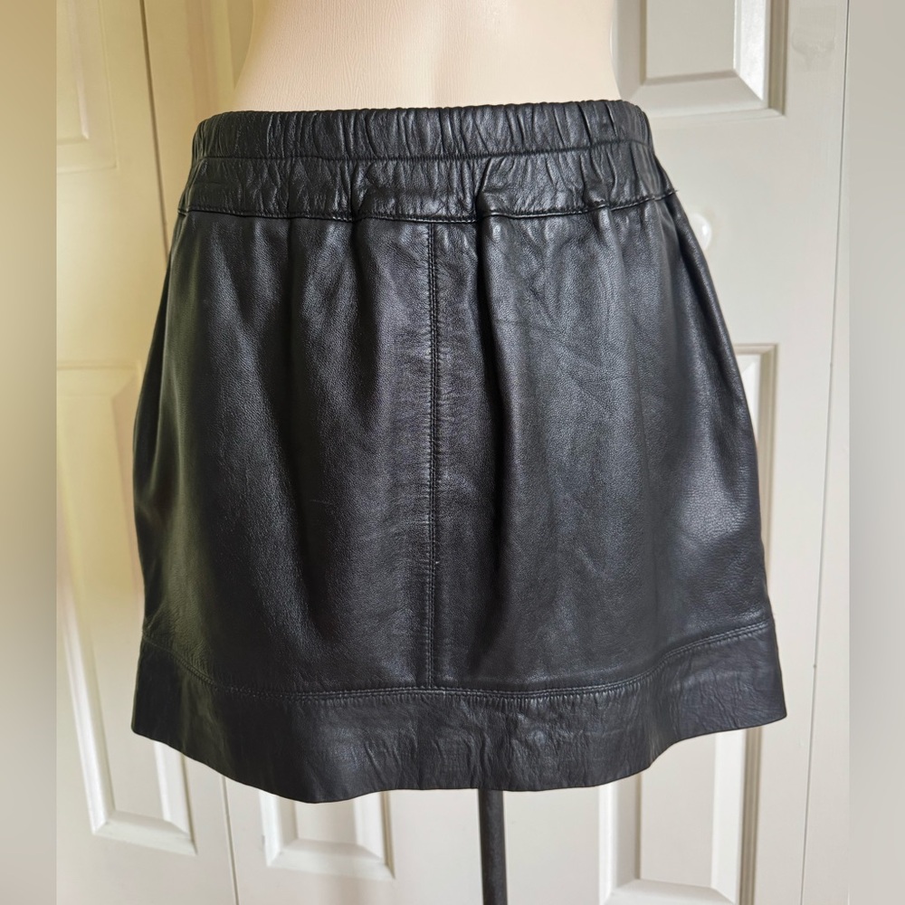 MANGO Black Leather Mini Skirt XS EUC